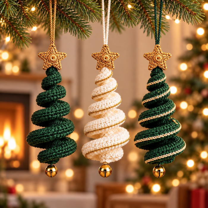 Spiral Christmas Tree Crochet Pattern PDF | Hanging Star Ornament