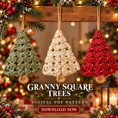 Granny Square Christmas Tree Crochet Pattern PDF | Folded Ornament