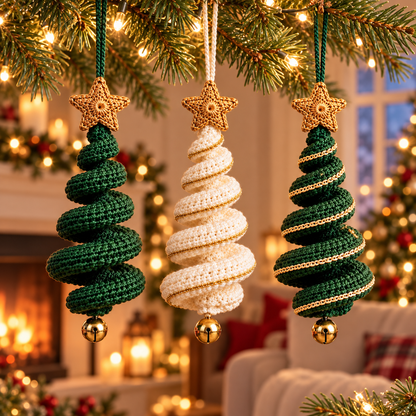 Spiral Christmas Tree Crochet Pattern PDF | Hanging Star Ornament