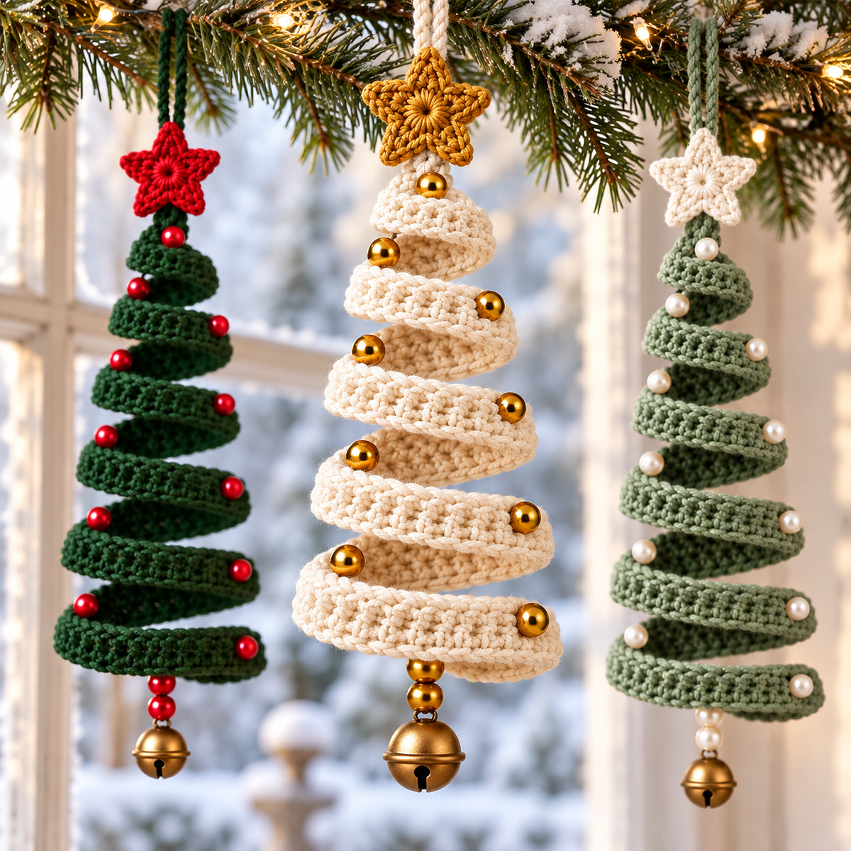 Wire Spiral Christmas Tree Crochet Pattern PDF | Star & Bead Ornaments