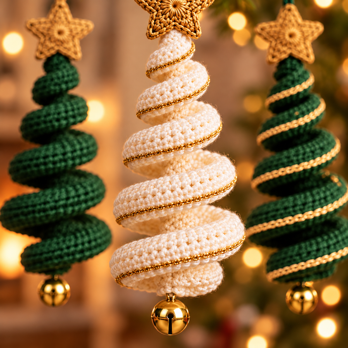 Spiral Christmas Tree Crochet Pattern PDF | Hanging Star Ornament