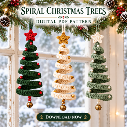 Wire Spiral Christmas Tree Crochet Pattern PDF | Star & Bead Ornaments