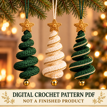 Spiral Christmas Tree Crochet Pattern PDF | Hanging Star Ornament