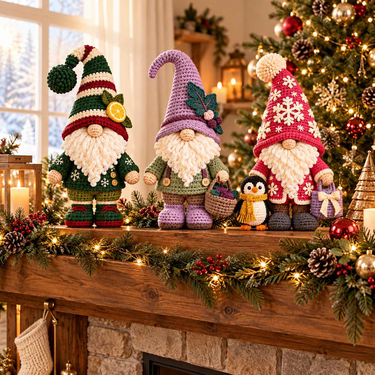 Seasonal Gnome Crochet Pattern Bundle PDF | 3 Holiday Amigurumi Dolls
