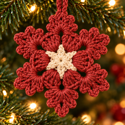 Blooming Snowflake Crochet Pattern PDF | 3 Christmas Ornaments