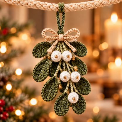Woodland Christmas Ornament Crochet Pattern Bundle PDF | Pinecone, Mistletoe & Holly