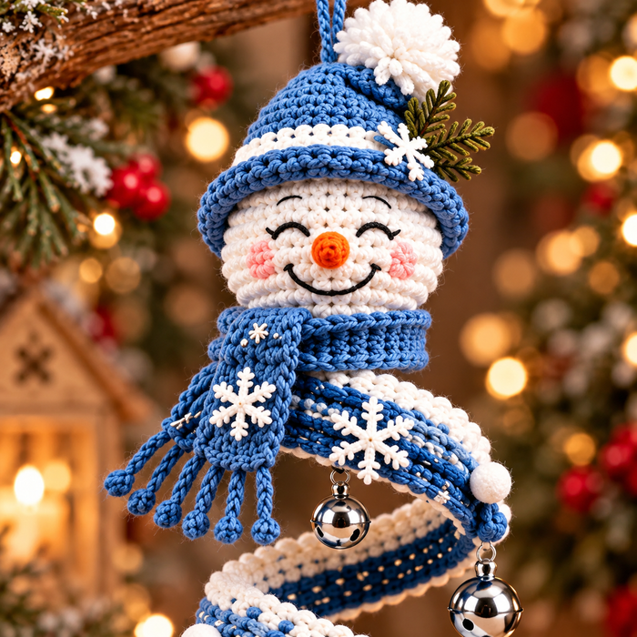 Snowman Spiral Ornament Crochet Pattern PDF | 3 Christmas Hanging Designs