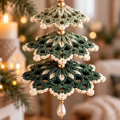Layered Christmas Tree Crochet Pattern PDF | 5-Tier Hanging Ornament