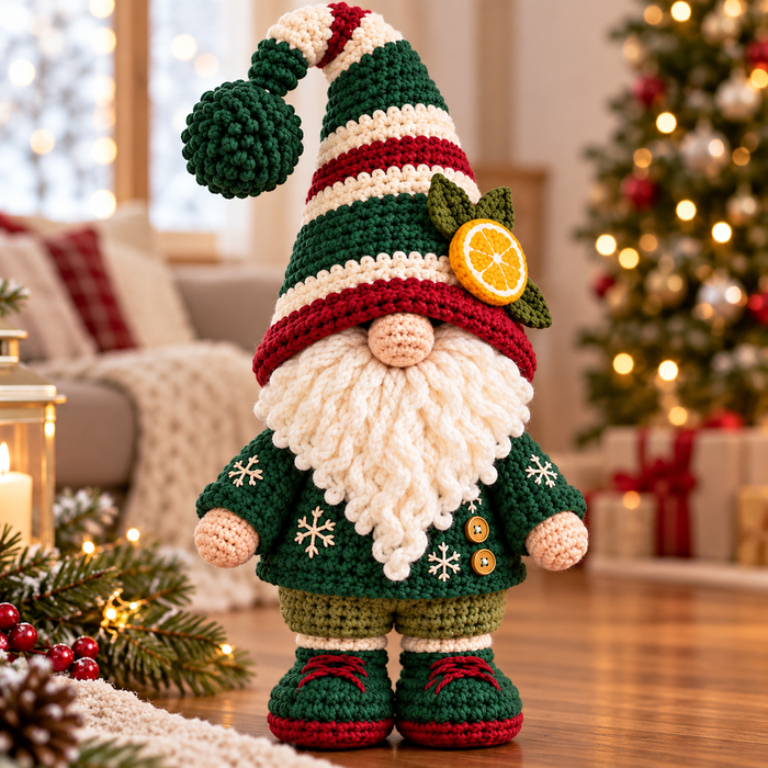 Winter Gnome Couple Crochet Pattern PDF | Scandinavian Christmas Amigurumi Set