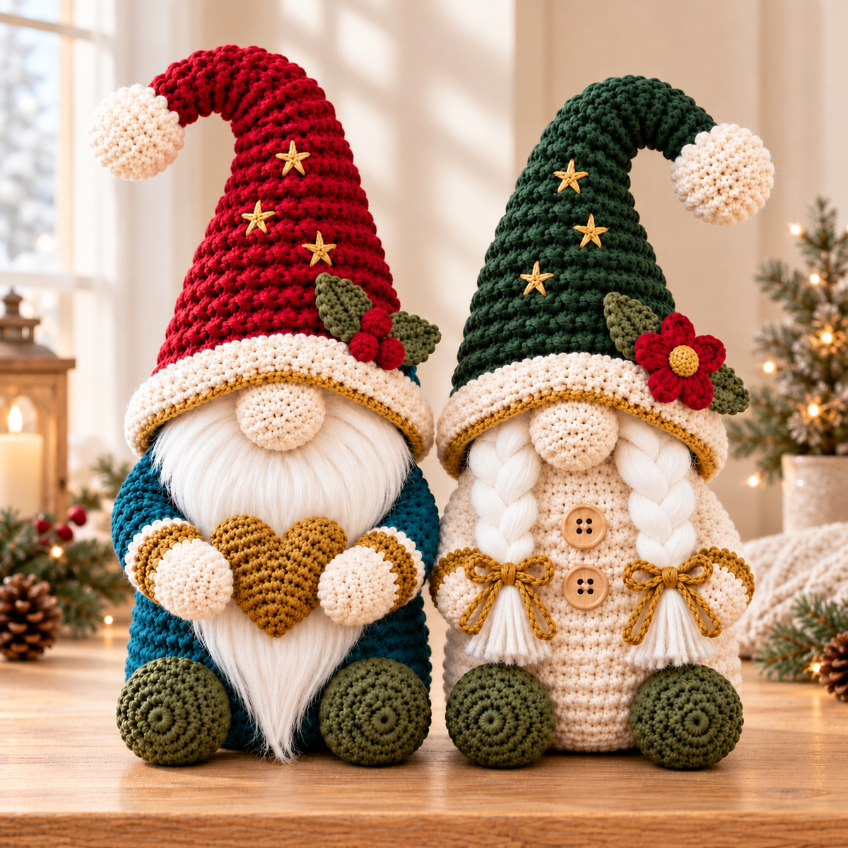 Christmas Gnome Couple Crochet Pattern PDF | Nordic Amigurumi Dolls