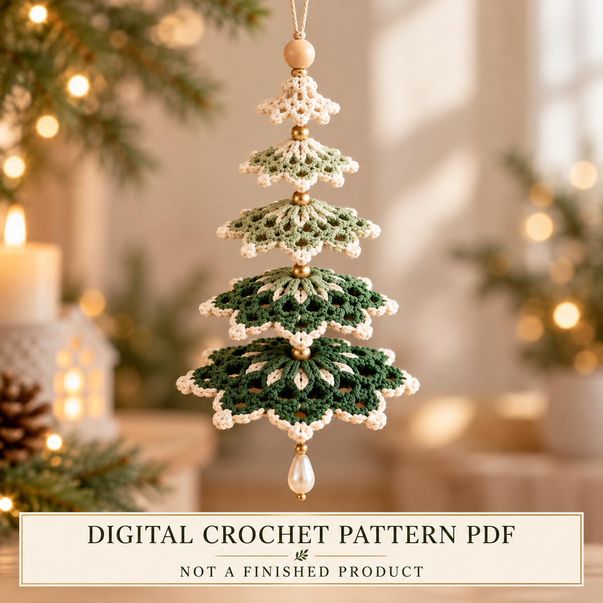 Layered Christmas Tree Crochet Pattern PDF | 5-Tier Hanging Ornament