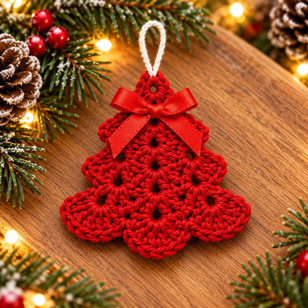 Scalloped Christmas Tree Crochet Pattern PDF | 3 Ornament Designs