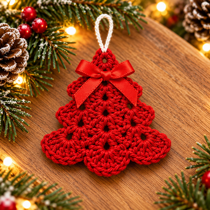 Scalloped Christmas Tree Crochet Pattern PDF | 3 Ornament Designs