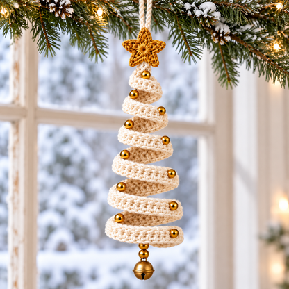 Wire Spiral Christmas Tree Crochet Pattern PDF | Star & Bead Ornaments