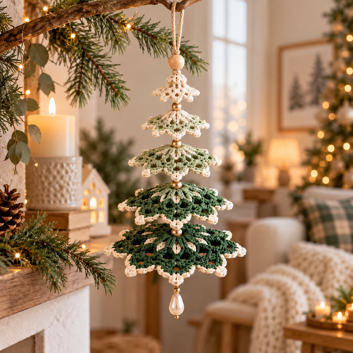 Layered Christmas Tree Crochet Pattern PDF | 5-Tier Hanging Ornament