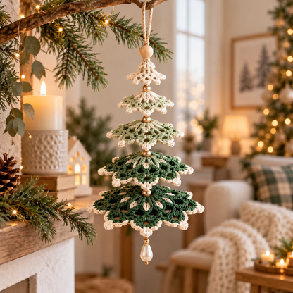Layered Christmas Tree Crochet Pattern PDF | 5-Tier Hanging Ornament