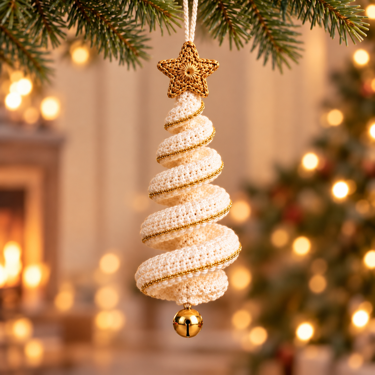 Spiral Christmas Tree Crochet Pattern PDF | Hanging Star Ornament