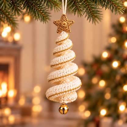 Spiral Christmas Tree Crochet Pattern PDF | Hanging Star Ornament
