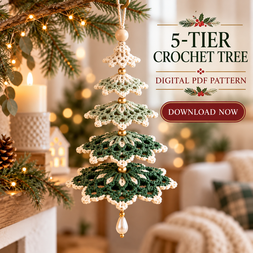 Layered Christmas Tree Crochet Pattern PDF | 5-Tier Hanging Ornament