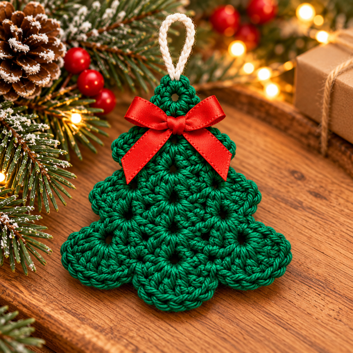 Scalloped Christmas Tree Crochet Pattern PDF | 3 Ornament Designs