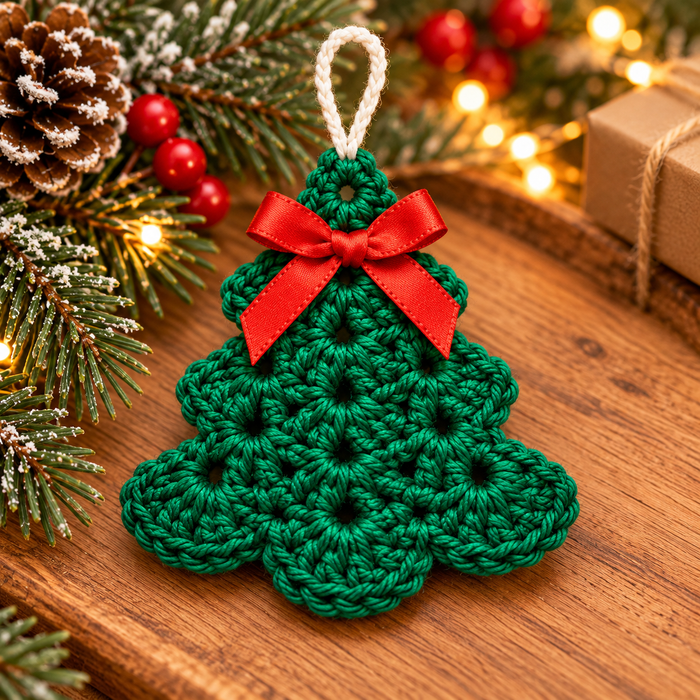 Scalloped Christmas Tree Crochet Pattern PDF | 3 Ornament Designs