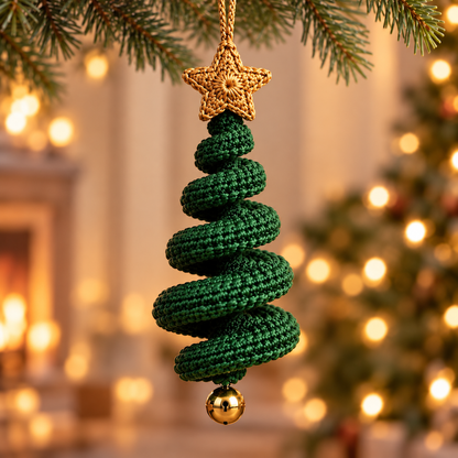 Spiral Christmas Tree Crochet Pattern PDF | Hanging Star Ornament