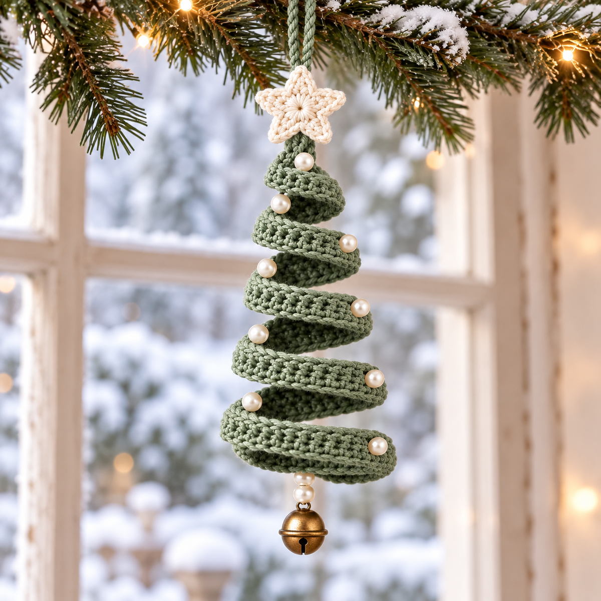 Wire Spiral Christmas Tree Crochet Pattern PDF | Star & Bead Ornaments