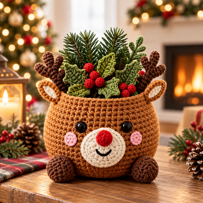 Christmas Character Pot Crochet Pattern PDF | 5 Festive Amigurumi Designs