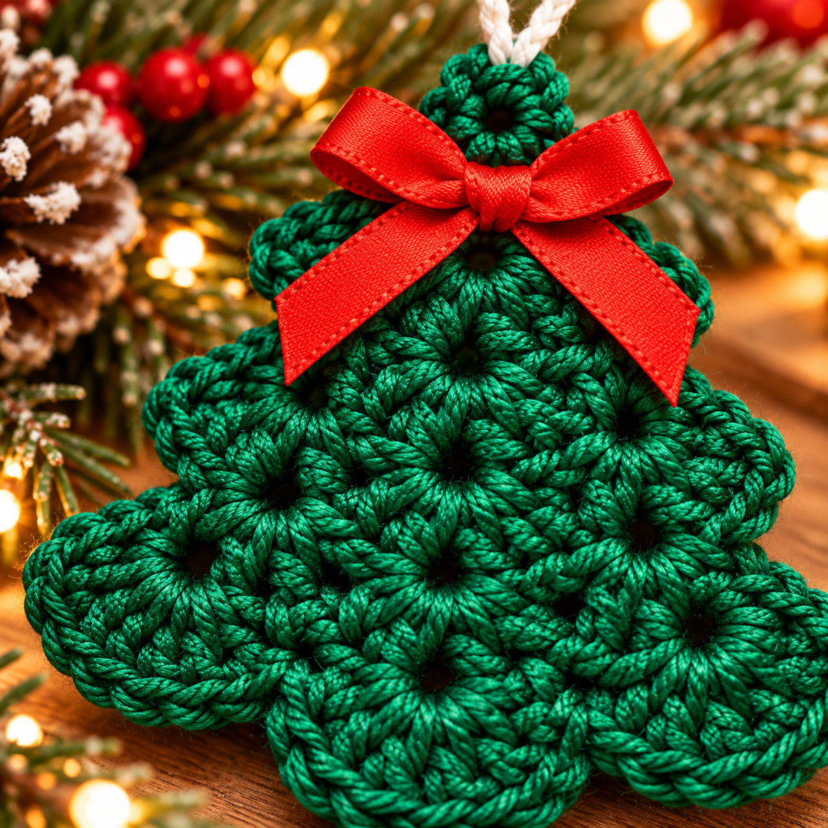Scalloped Christmas Tree Crochet Pattern PDF | 3 Ornament Designs