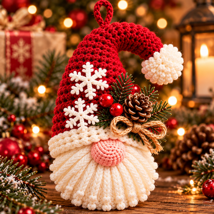 Christmas Hanging Gnome Crochet Pattern PDF | 3 Festive Gnome Ornaments