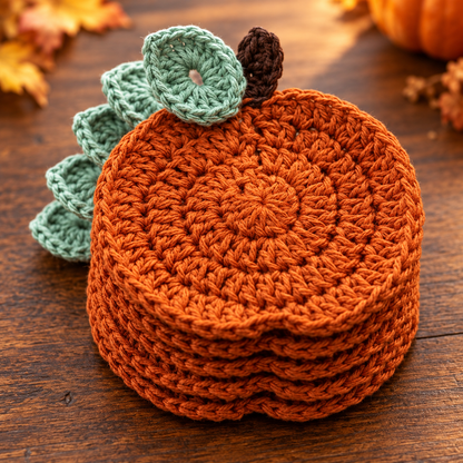 Pumpkin Coaster Crochet Pattern PDF | Rustic Fall & Thanksgiving Table Decor