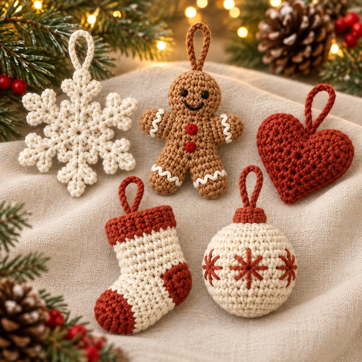 Christmas Crochet Ornament Pattern Bundle PDF | 15 Mini Tree Decorations