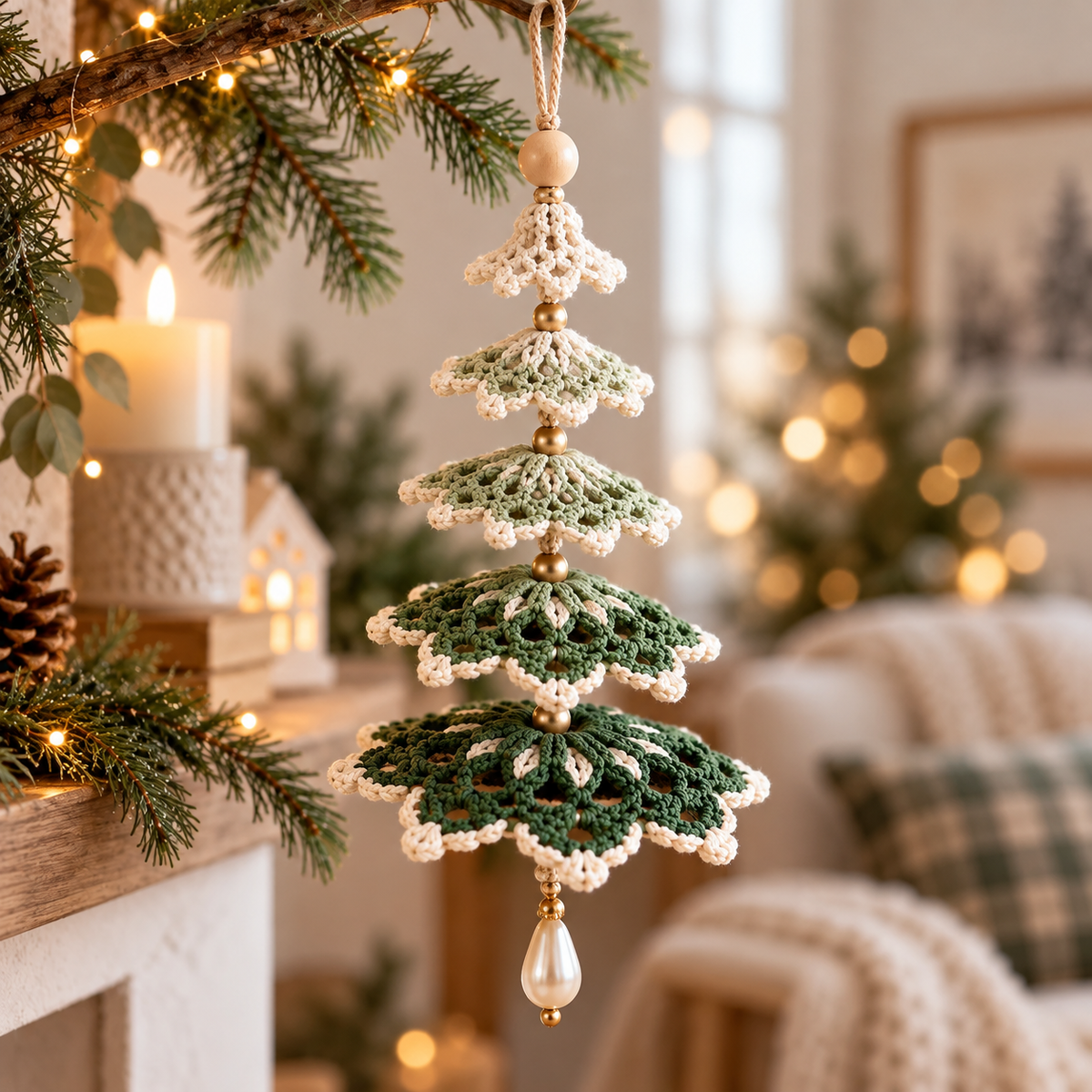 Layered Christmas Tree Crochet Pattern PDF | 5-Tier Hanging Ornament