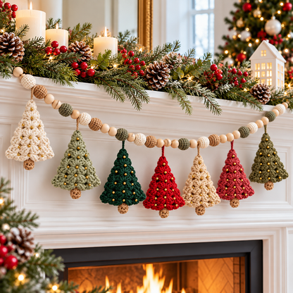 Crochet Christmas Tree Garland Pattern PDF | Granny Square Ornaments