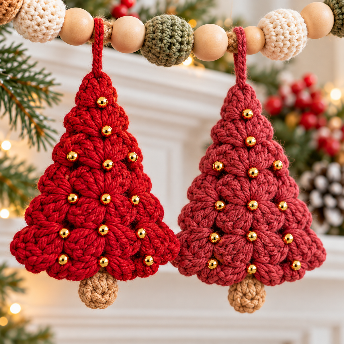 Crochet Christmas Tree Garland Pattern PDF | Granny Square Ornaments