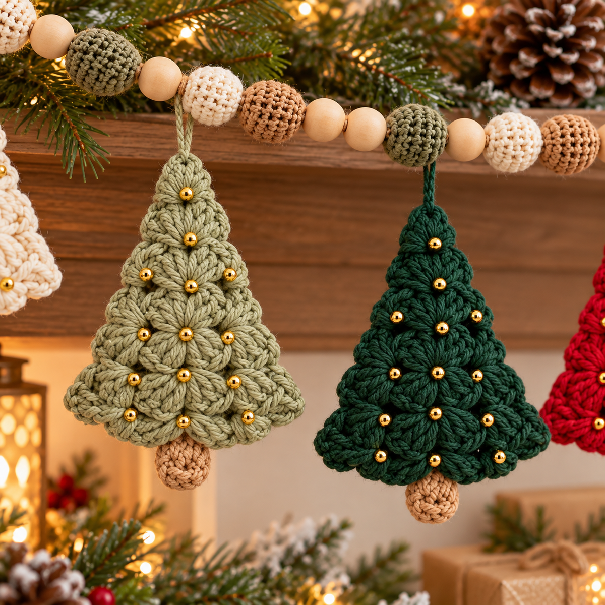 Crochet Christmas Tree Garland Pattern PDF | Granny Square Ornaments