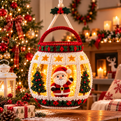 Santa Christmas Lantern Crochet Pattern PDF | Light Up Hanging Decor
