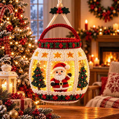 Santa Christmas Lantern Crochet Pattern PDF | Light Up Hanging Decor