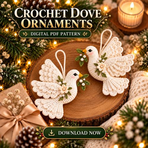 Crochet Peace Dove Ornament Pattern PDF | Christmas & Wedding Decor