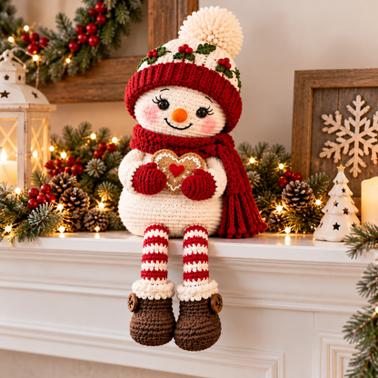 Christmas Snowman Couple Crochet Pattern PDF | Long Leg Shelf Sitters