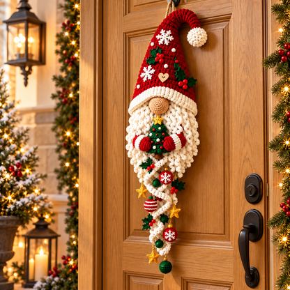 Santa Gnome Door Hanger Crochet Pattern PDF | Christmas Wall Decoration