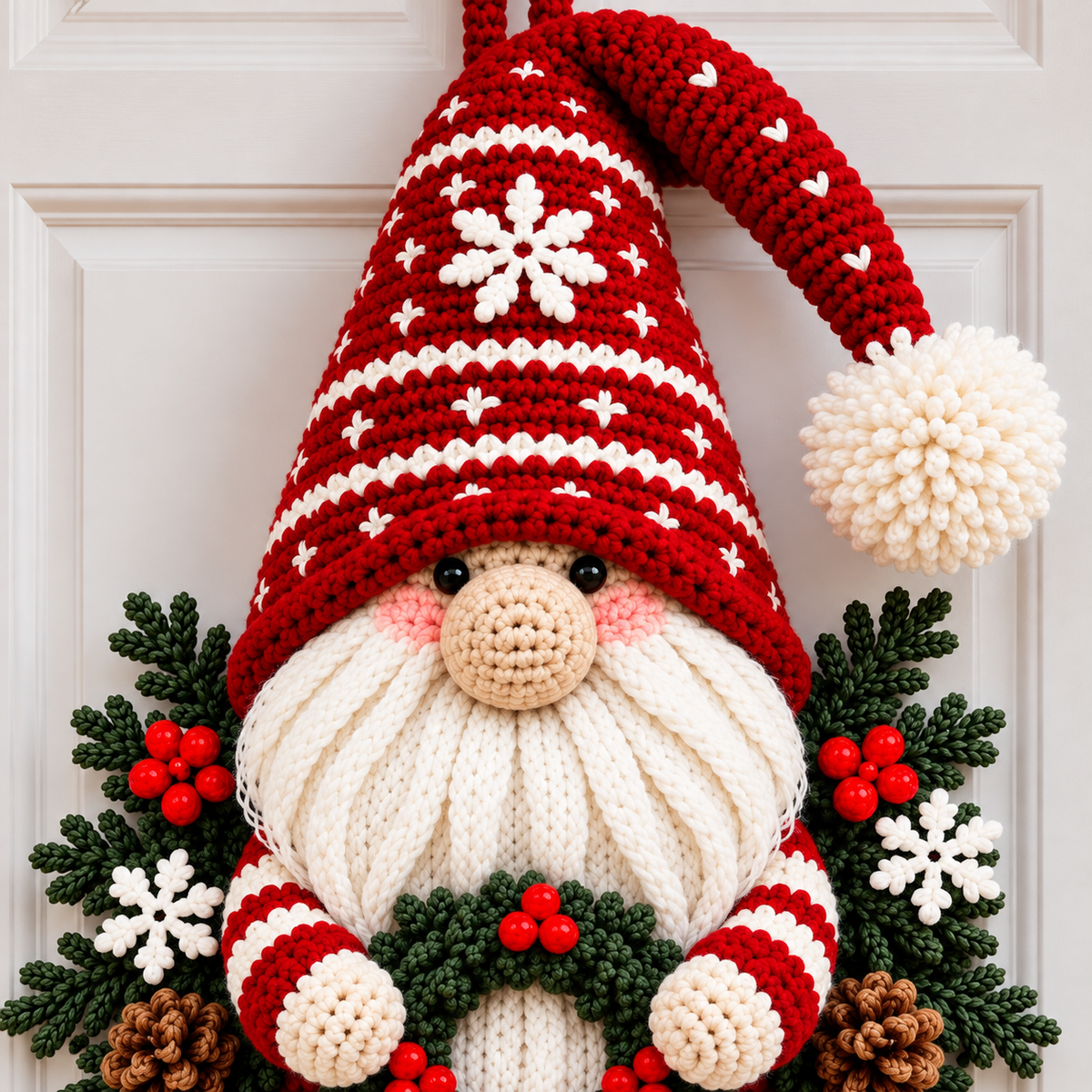 Fair Isle Christmas Gnome Crochet Pattern PDF | Nordic Door Hanger