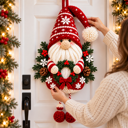 Fair Isle Christmas Gnome Crochet Pattern PDF | Nordic Door Hanger