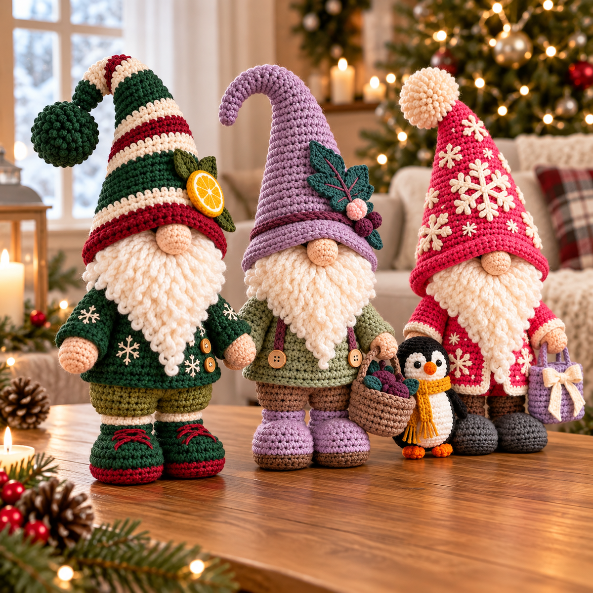 Seasonal Gnome Crochet Pattern Bundle PDF | 3 Holiday Amigurumi Dolls