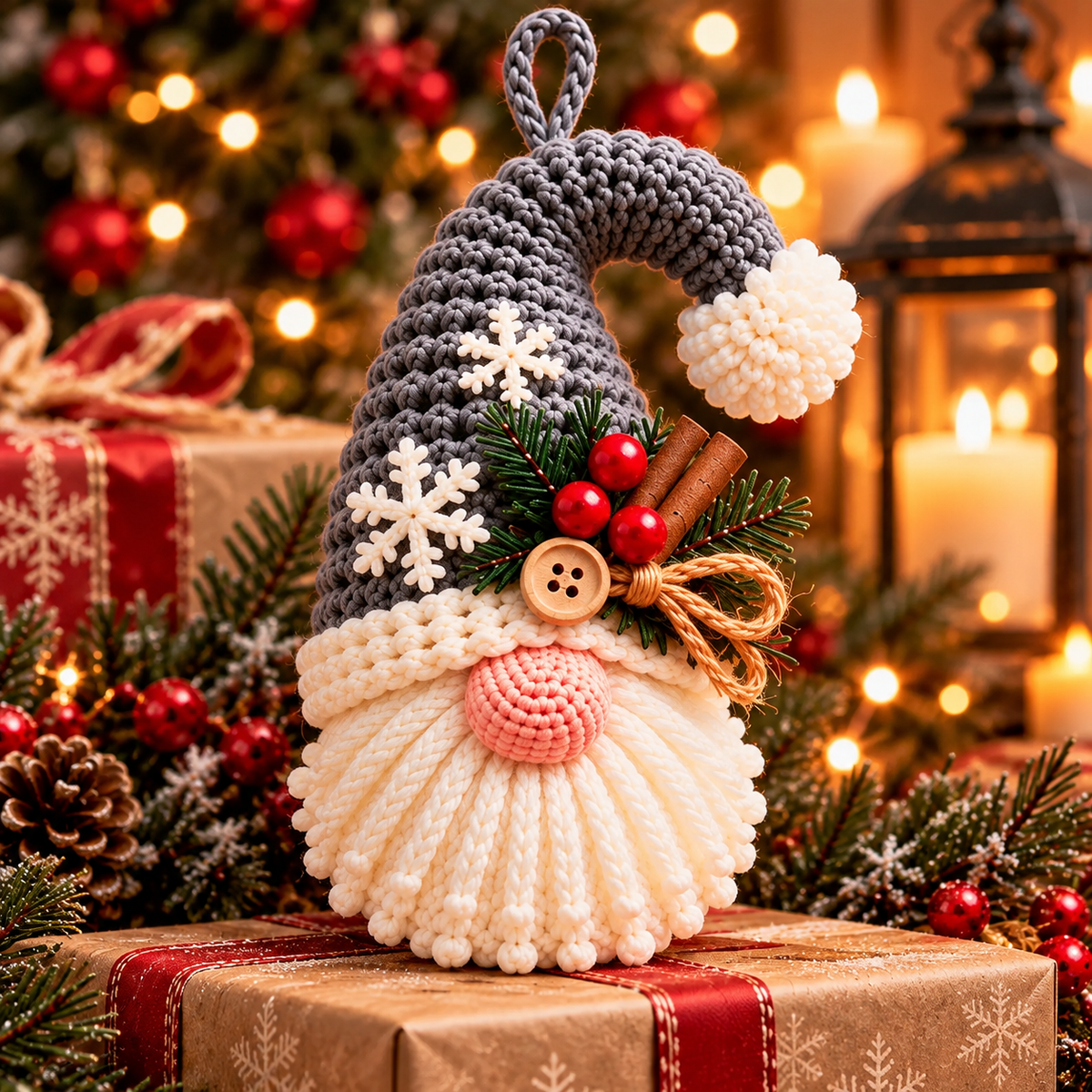 Christmas Hanging Gnome Crochet Pattern PDF | 3 Festive Gnome Ornaments