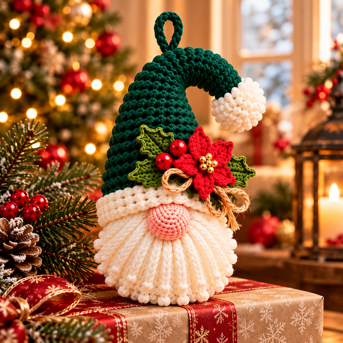 Christmas Hanging Gnome Crochet Pattern PDF | 3 Festive Gnome Ornaments