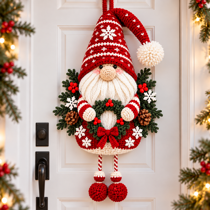 Fair Isle Christmas Gnome Crochet Pattern PDF | Nordic Door Hanger