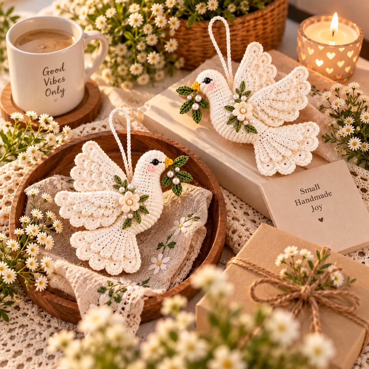 Crochet Peace Dove Ornament Pattern PDF | Christmas & Wedding Decor