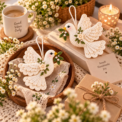 Crochet Peace Dove Ornament Pattern PDF | Christmas & Wedding Decor