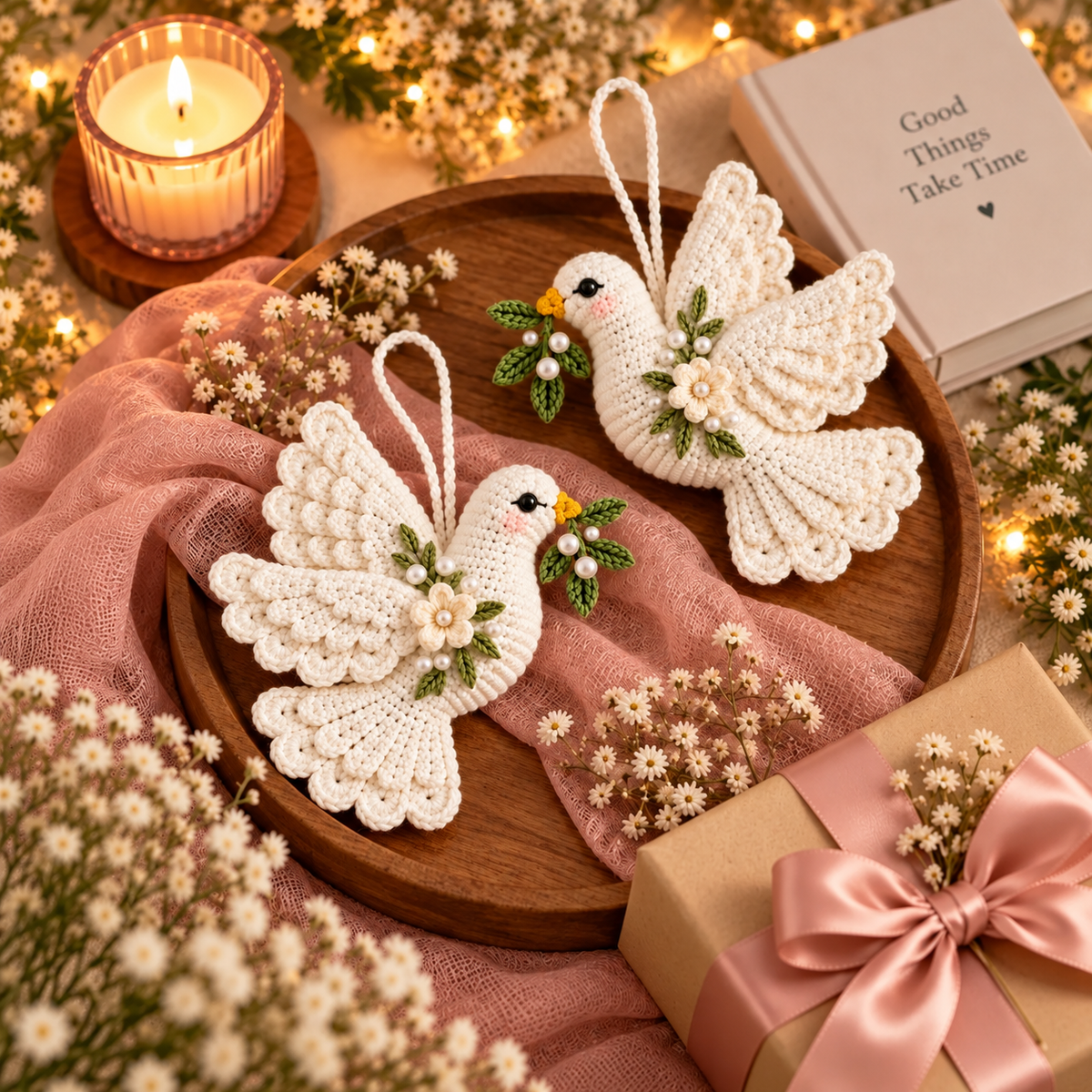 Crochet Peace Dove Ornament Pattern PDF | Christmas & Wedding Decor